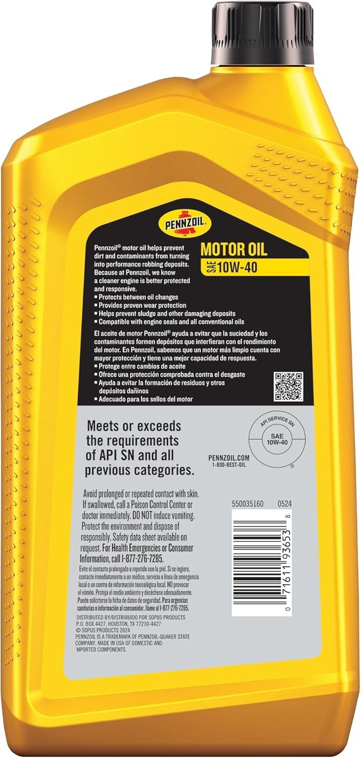 Motor Oil 10W-40 Motor Oil, 1 Quart 6 Pack