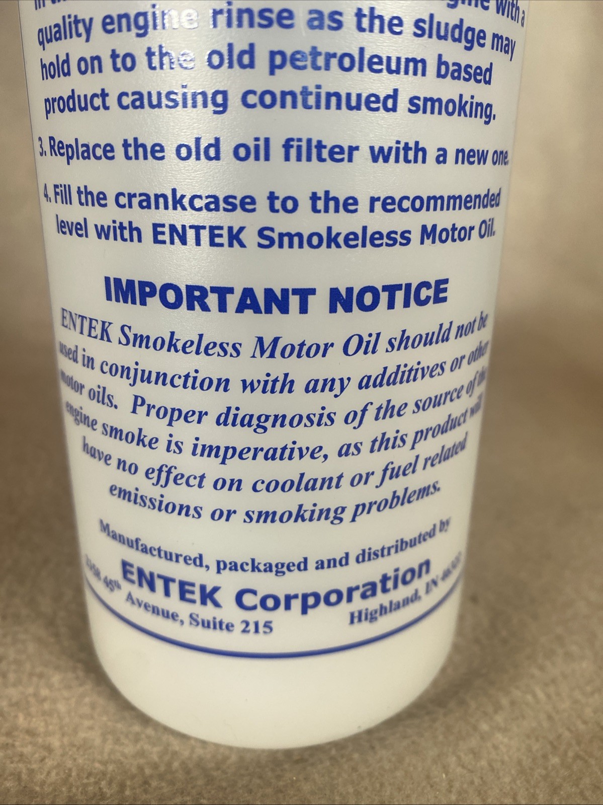 Entex Smokeless Motor Oil 32oz