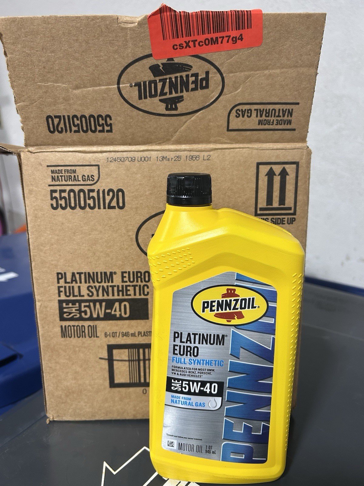 Pennzoil Platinum Euro 5W-40 Synthetic Motor Oil (5) 1 Quart Bottles