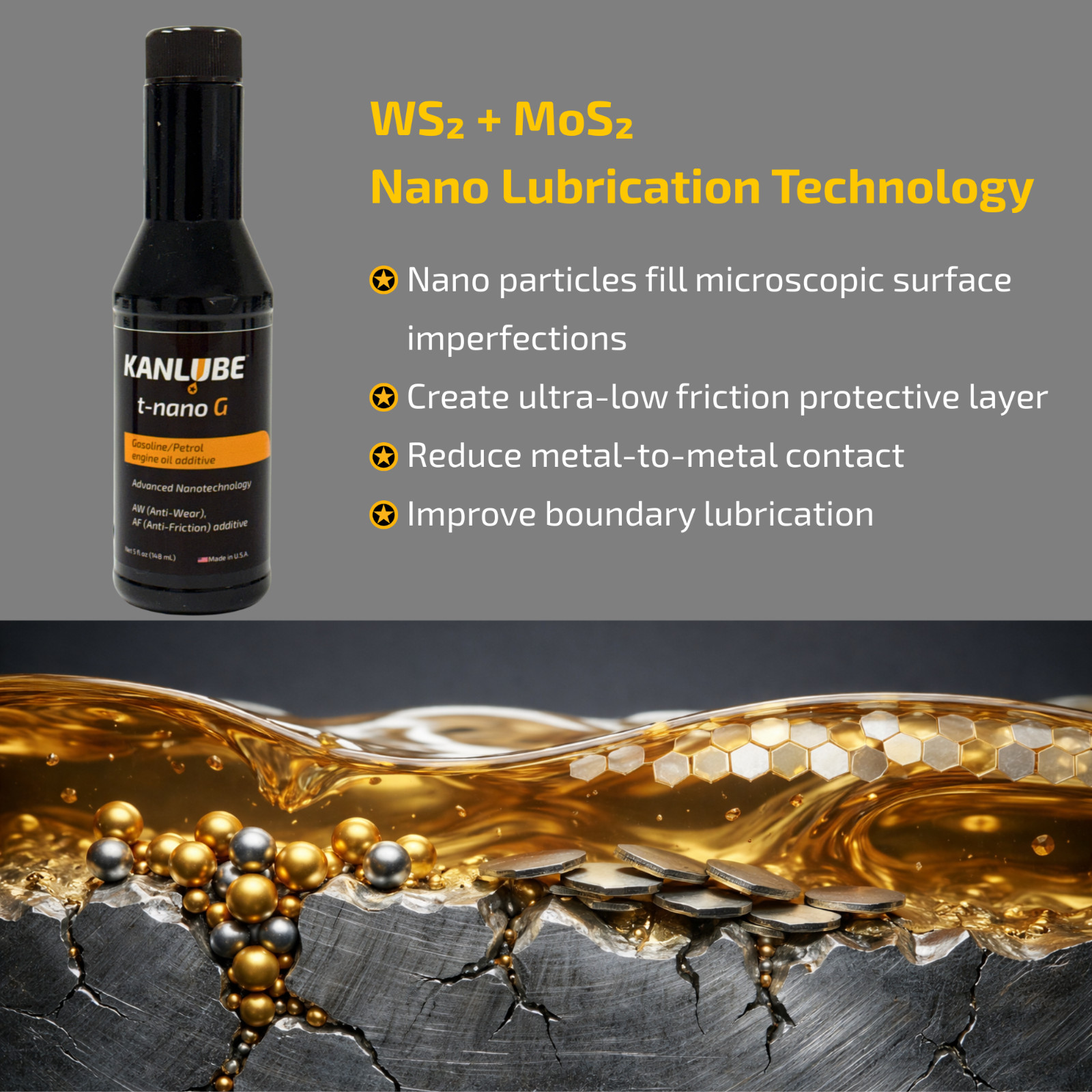 KANLUBE t-nano G Engine Oil Additive Nano Friction Reducer Anti-Wear Engine