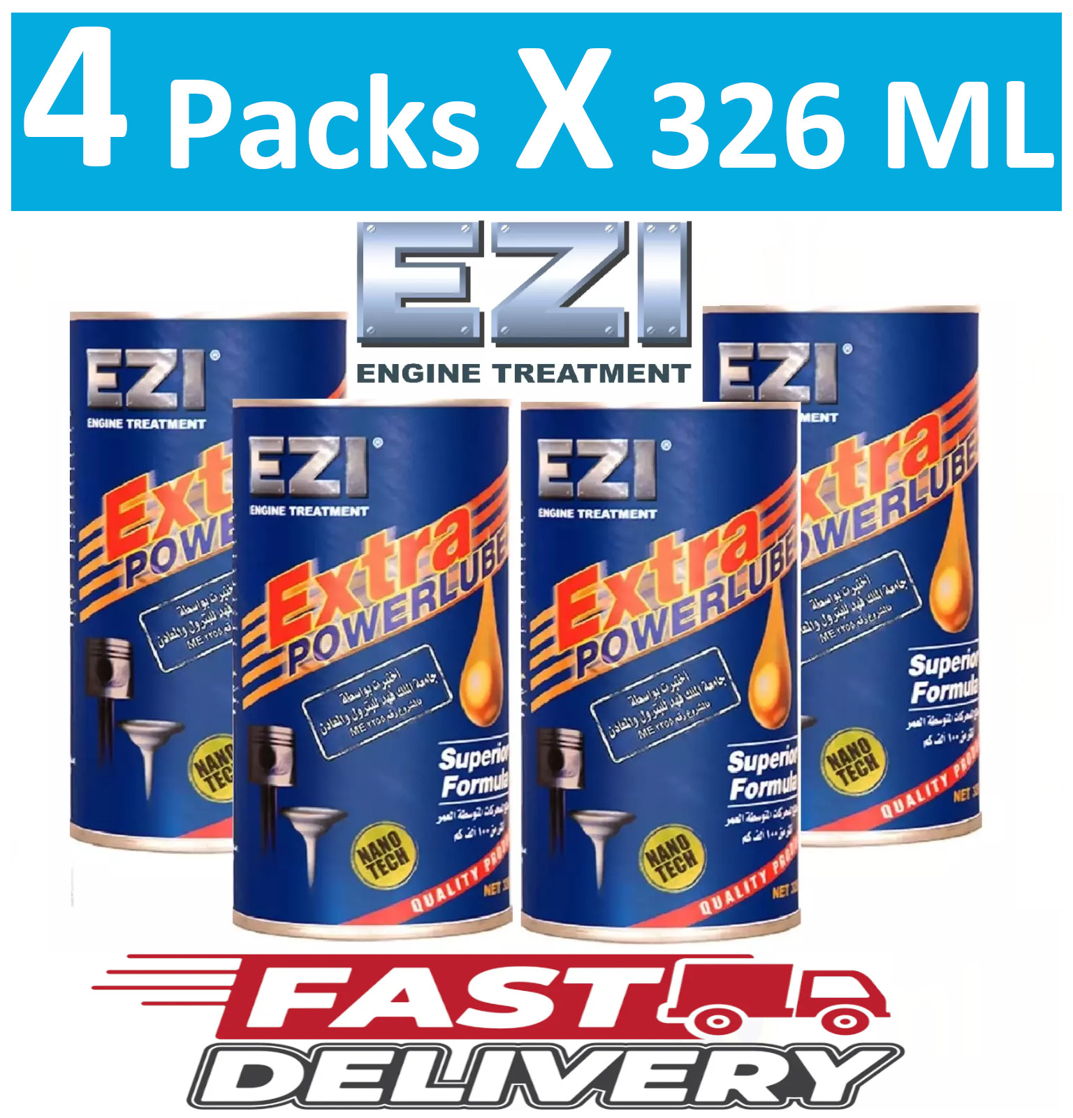 4 Packs EZI Extra Power lube Superior Formula Engine more than 100,000 km)326 ml