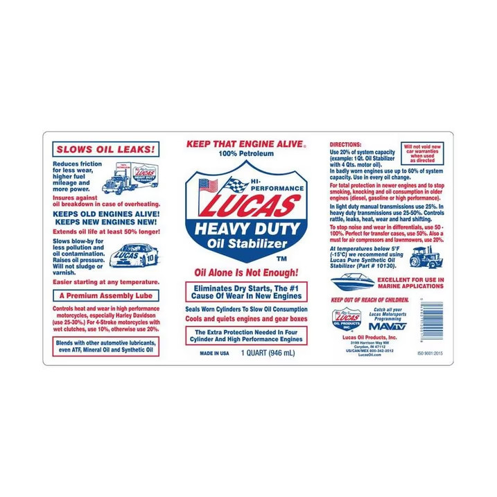 4 PACK- LUCAS OIL 10002 Heavy Duty Oil Stabilizer; Gallon-SALE