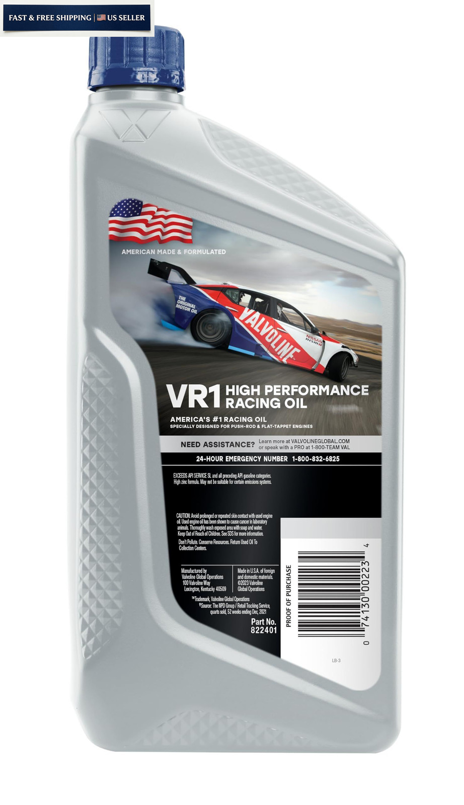 Valvoline VR1 Racing SAE 30 Motor Oil 1 QT 1 QT, 30