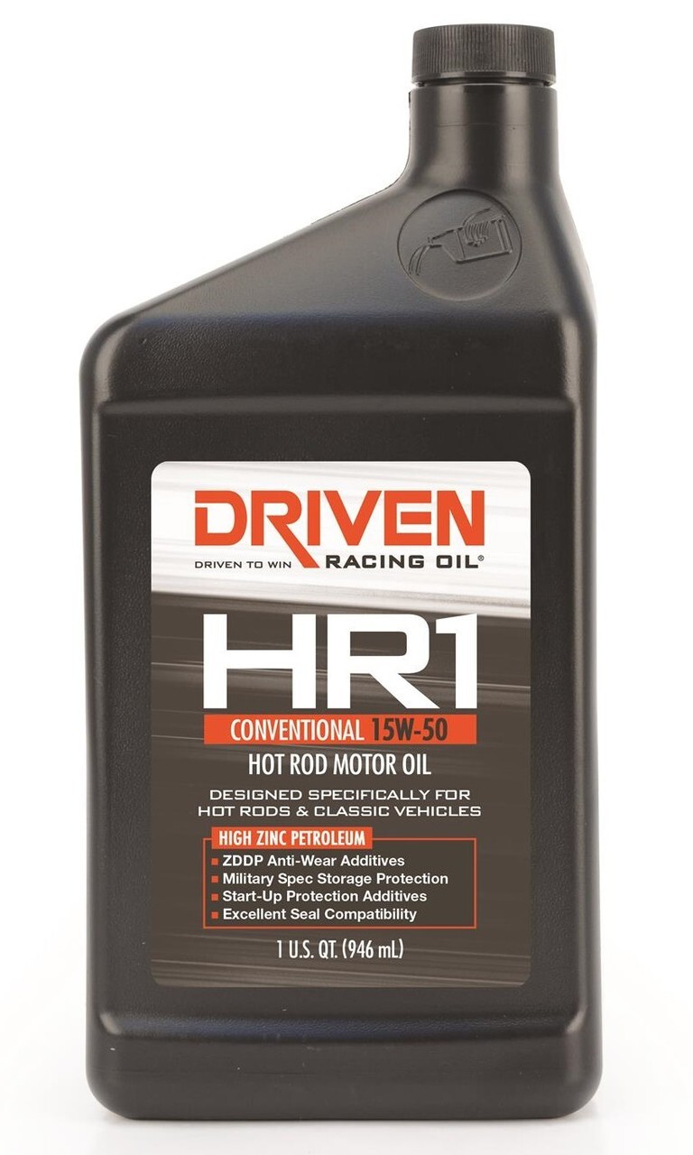 Driven HR1 15w-50 Hot Rod Oil -High ZDDP Zinc 15W50 Conventional – 12 Quart Case
