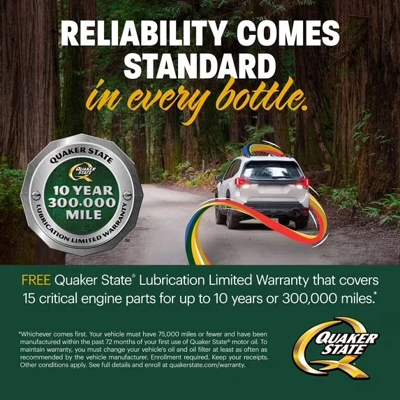 Quaker State High Mileage Full Synthetic 5W-20 Motor Oil, 5Quart 5W-20 Motor Oil