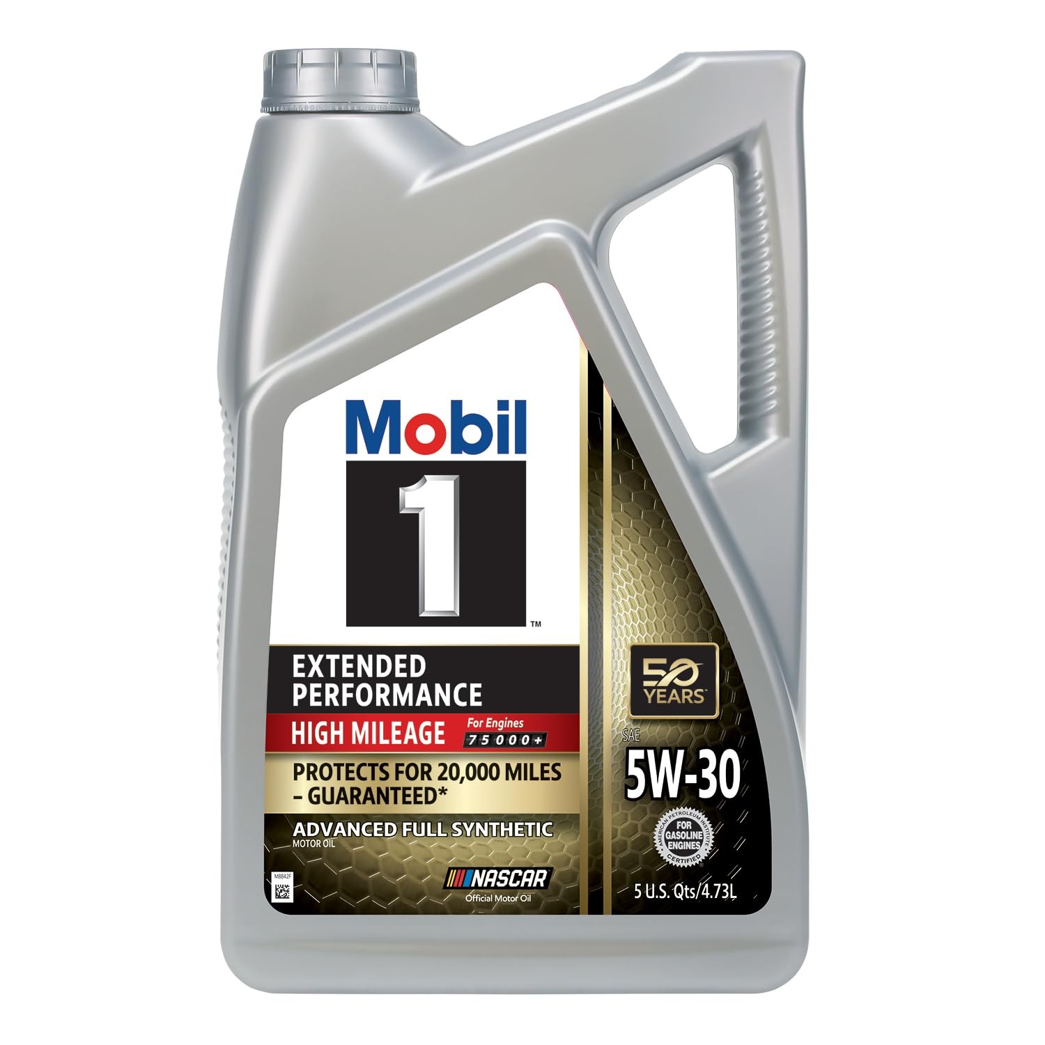 Mobil 1 Extended Performance High Mileage Full Synthetic Motor 5 Quart, Gray