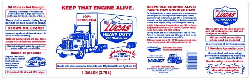 Lucas Pure Petroleum Multi-Use Heavy Duty Oil Stabilizer 1 Gal Set of 4 10002