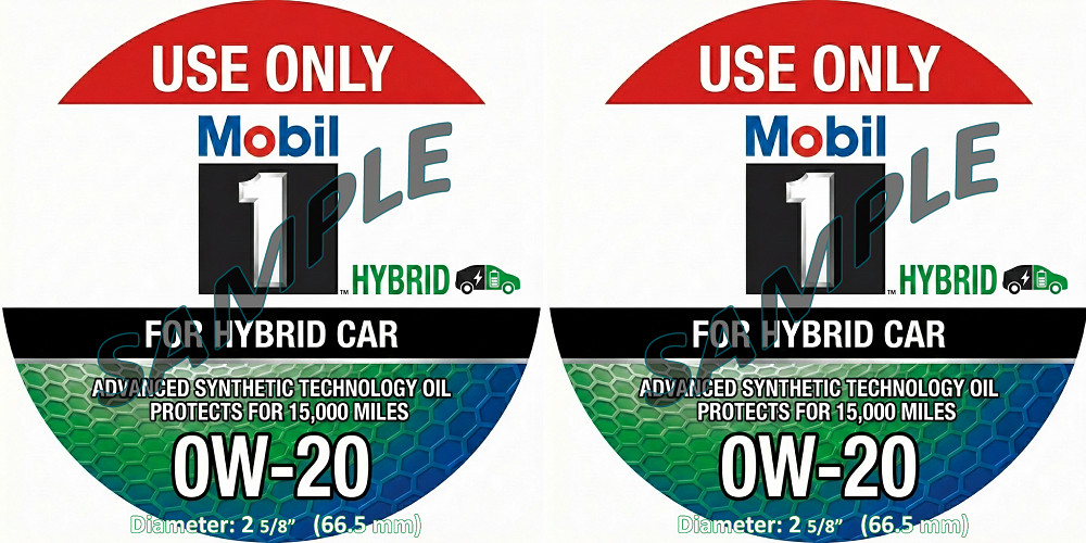 Mobil 1 for Hybrid Car 0W-20 –Engine Bay ID Labels (Set of 2)