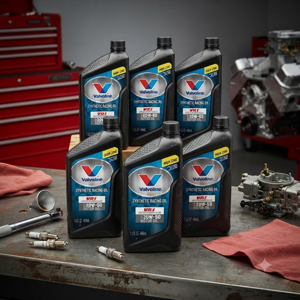6 PACK- VALVOLINE 679082 VR1 Full Synthetic Racing Motor Oil; SAE 20W-50; Quart
