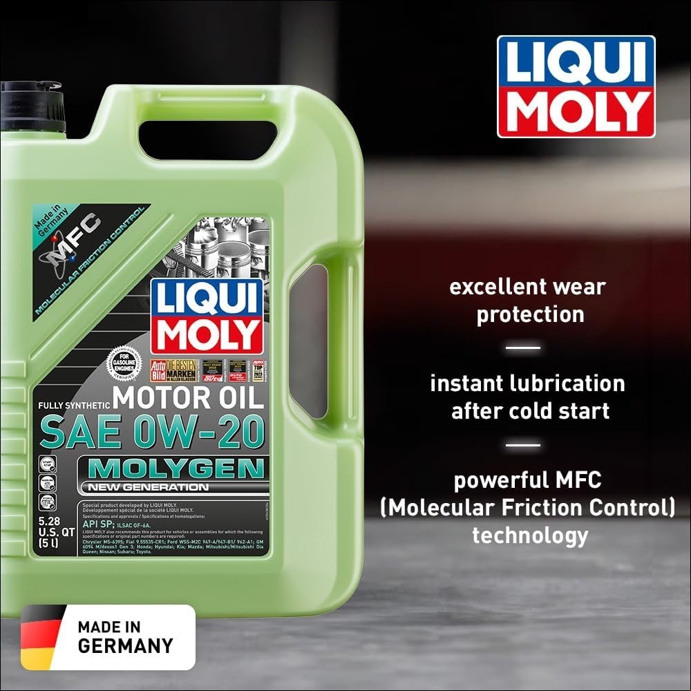Liqui Moly 20438 Molygen New Generation SAE 0W-20 Full Synthetic Motor Oil, 5 L