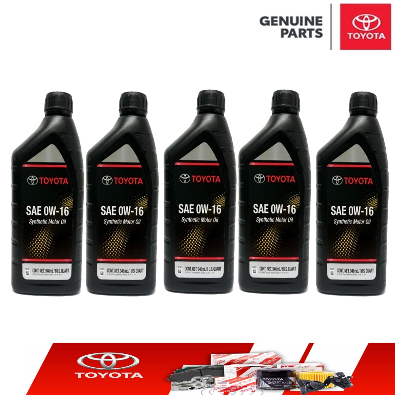 5 Quarts Genuine Toyota 0W-16 Synthetic Motor Oil Toyota OEM 00279-16QTE-01