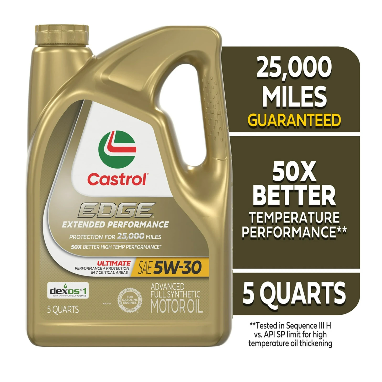 Castrol EDGE Extended Performance 5W-30 Advanced Full Synthetic Motor Oil, 5 QT