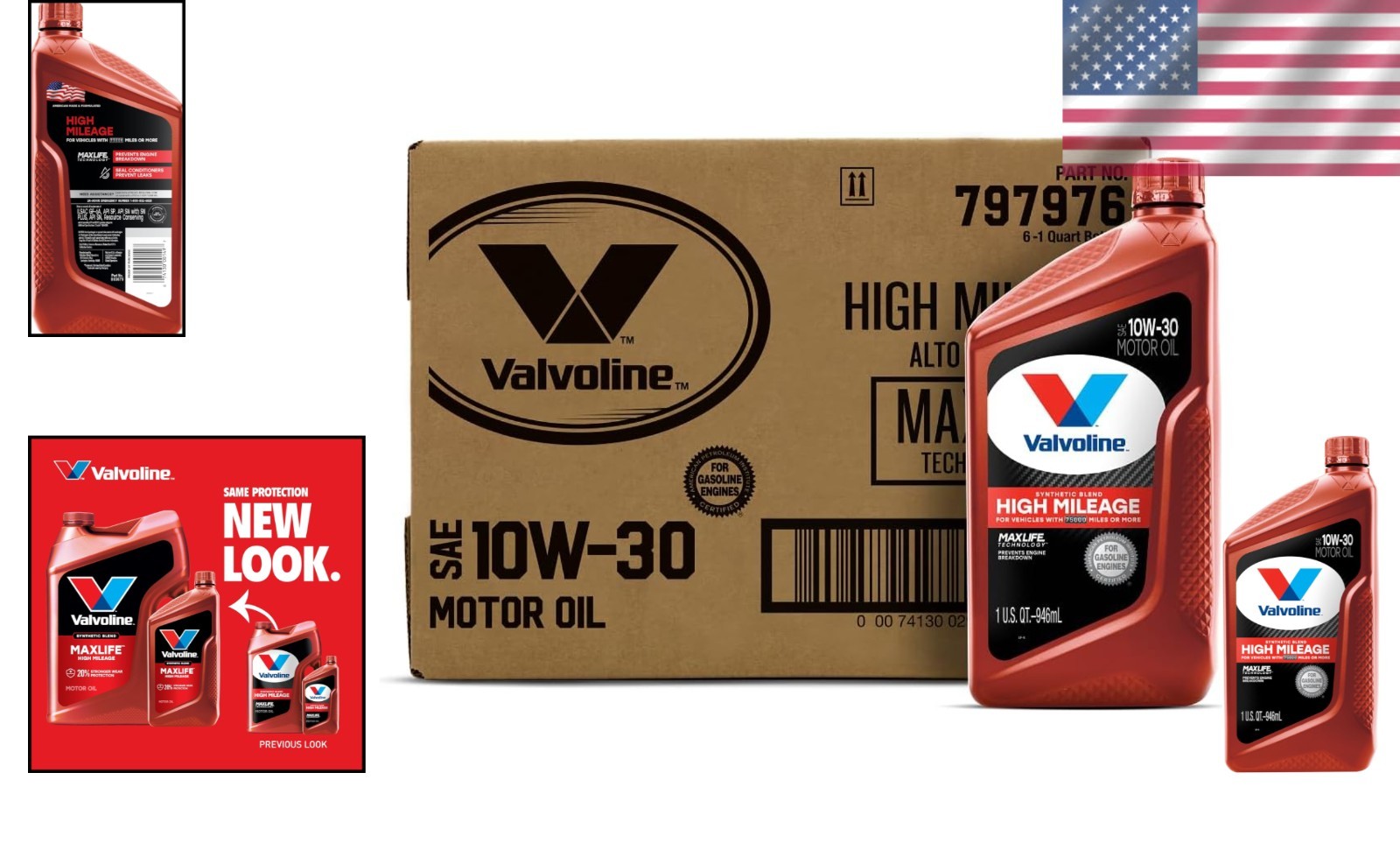 Advanced 10W-30 High Mileage Motor Oil with Seal Conditioners – 6 Quart Set