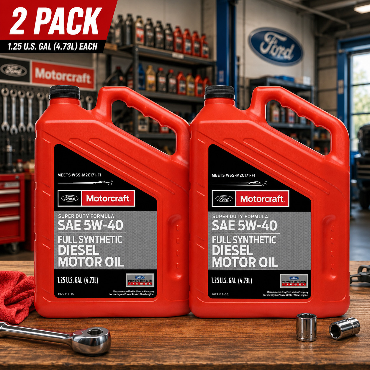 2 PACK MOTORCRAFT XO5W405Q3SD Full Synthetic Diesel; SAE 5W-40; 5 Quart