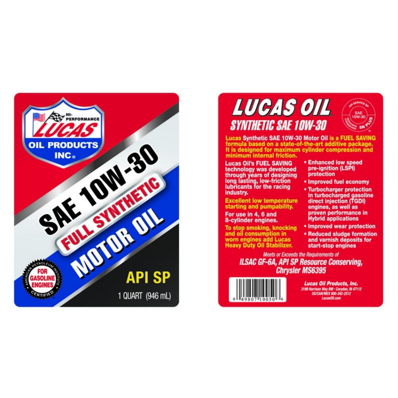 10W30 Synthetic Motor Oil High Mileage Engine Lubricant 1 Quart
