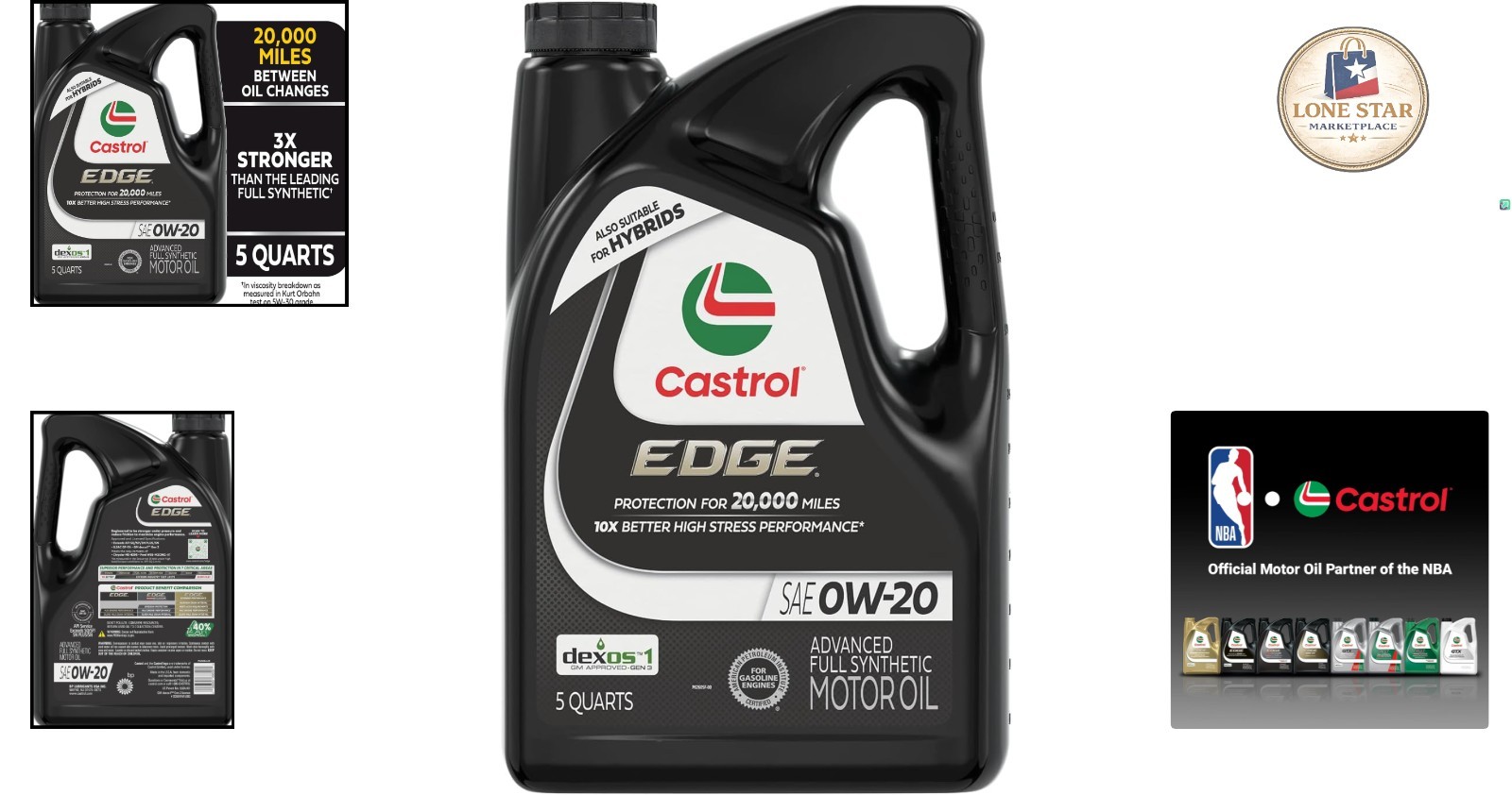 EDGE 0W-20 Advanced Full Synthetic Motor Oil – 5 Quarts for Optimal Engine Care