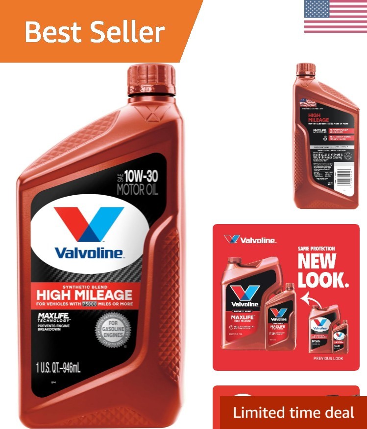 High Mileage with MaxLife Technology 10W-30 Synthetic Blend Motor Oil 1 Quart