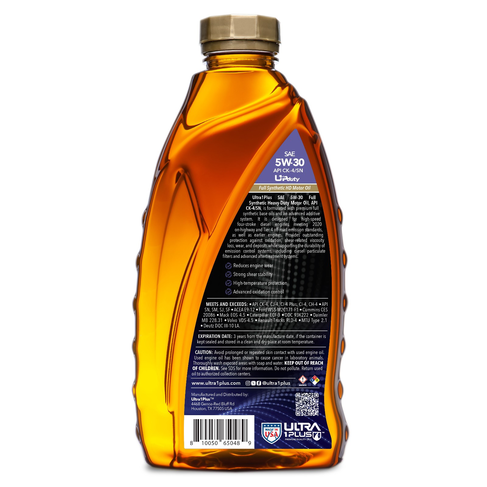 Ultra1Plus SAE 5W-30 Full Synthetic Diesel Motor Oil API CK-4/SN (6 QTS)