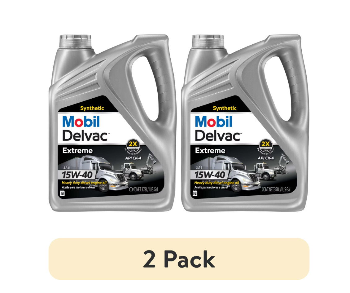 (2 pack) Mobil Delvac Extreme Heavy Duty Full Synthetic 15W-40, 1 Gallon