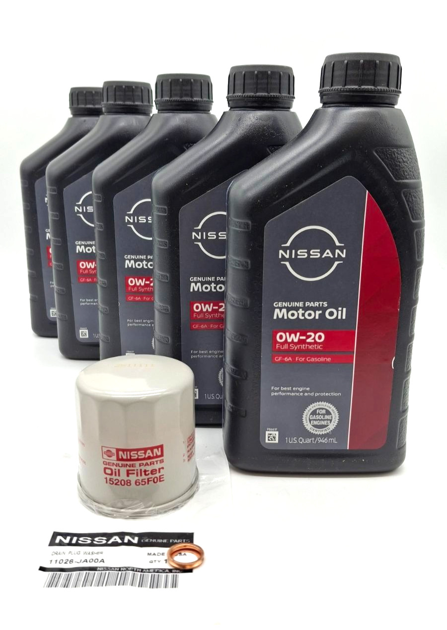 GENUINE OEM Nissan 0W-20 Oil Change Kit 5-Quart W/ 15208-65F0E Filter and Washer