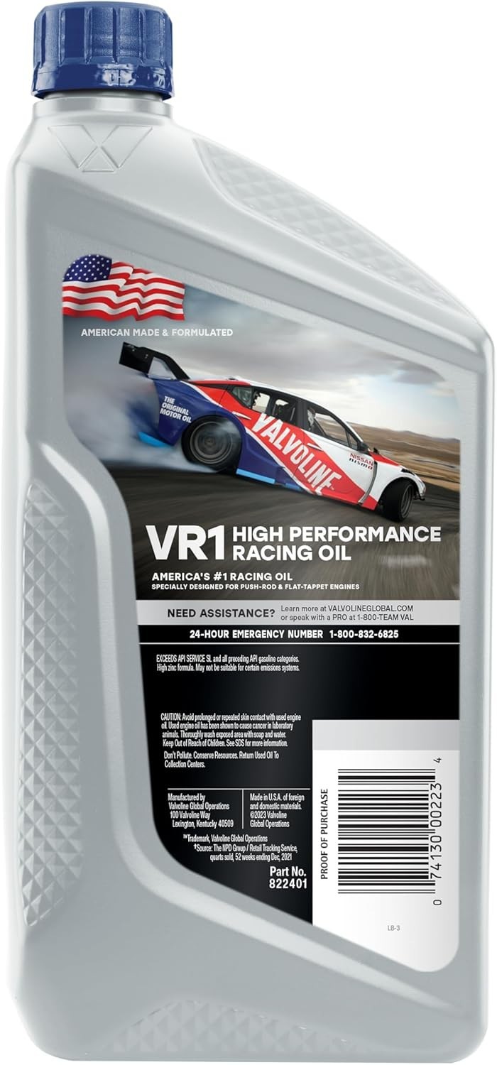SAE 30 Racing Motor Oil, VR1 1 QT Bottle – Case of 6 for High-Performance Cars