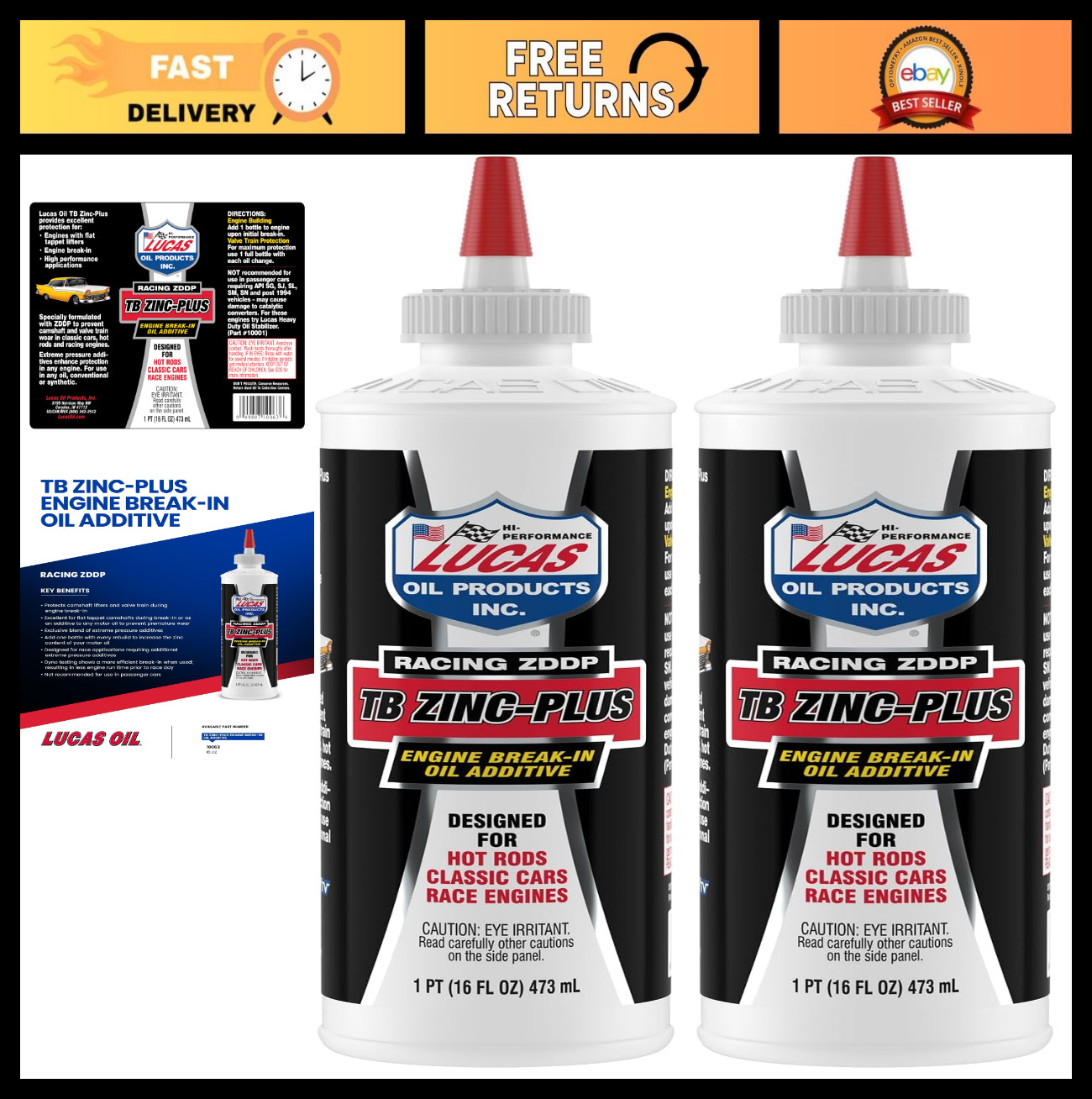 Engine Break-In Oil Additive with Zinc Plus – 16oz (Pack of 2) for Optimal Perfo