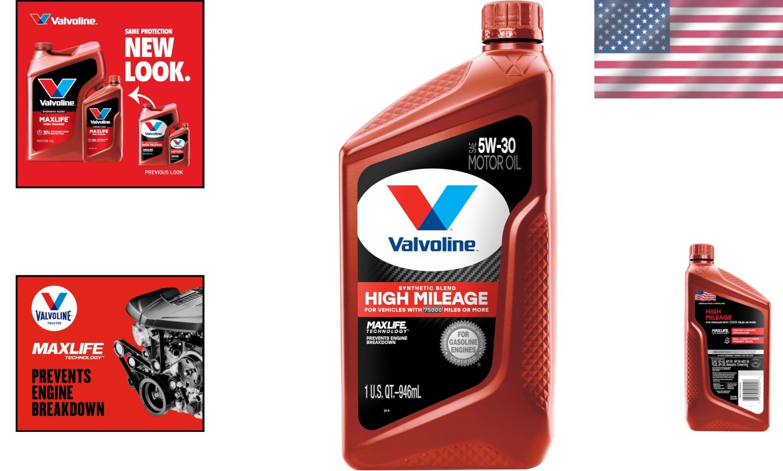 High Mileage 5W-30 Synthetic Blend Motor Oil with MaxLife Technology – 1 Quart