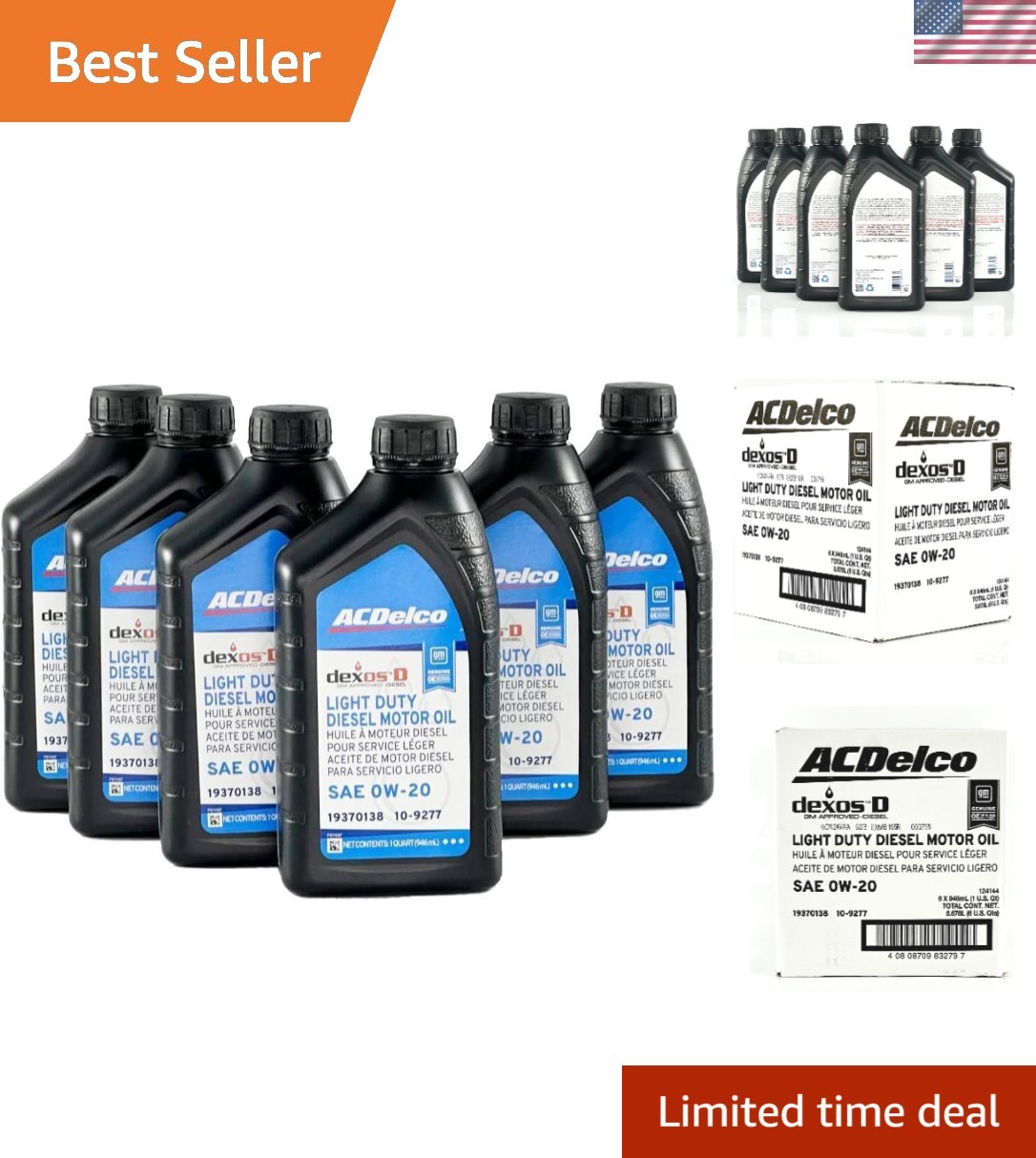dexosD 0W-20 Diesel Motor Oil – 1 qt Pack of 6