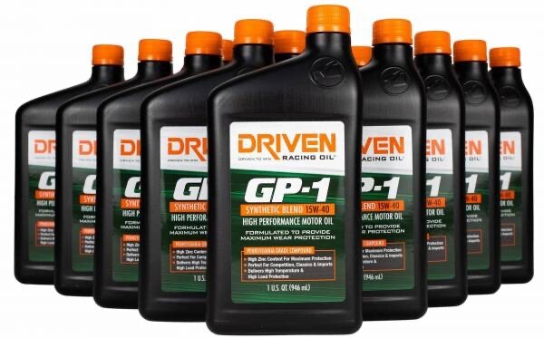 Driven Racing Oil GP-1 15W-40 Synthetic Blend High Performance Oil, 12 Quarts