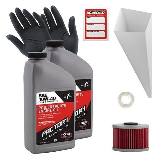 Factory Racing Parts SAE 10W-40 2qt Oil Change Kit Fits Kawasaki BN125, KFX450R