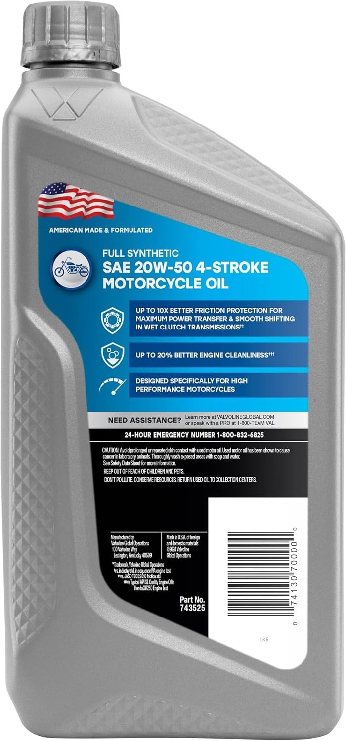 Advanced 4-Stroke Full Synthetic 20W-50 Engine Oil – 1 Qt for Optimal Protection