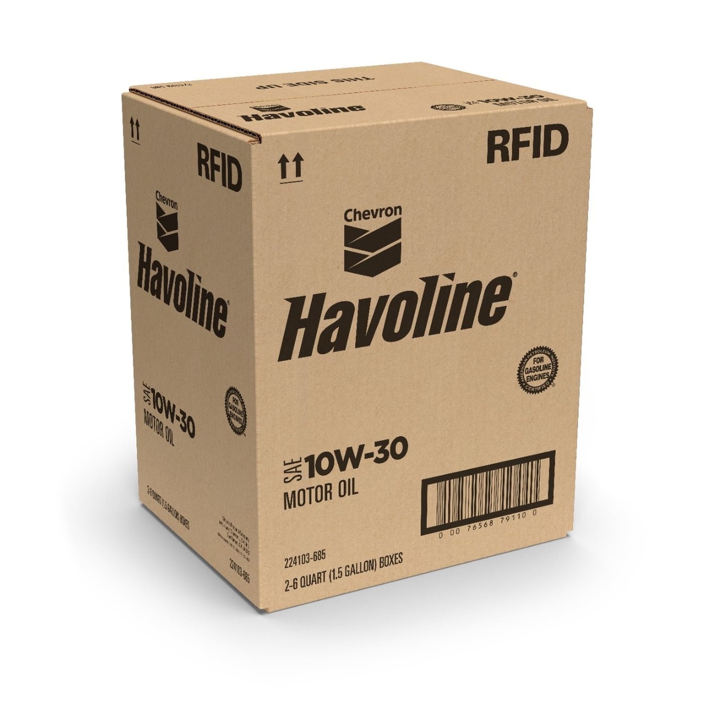 Chevron Havoline Conventional Motor Oil 10W-30, 6 Qt Smart Change Box Case Po/2