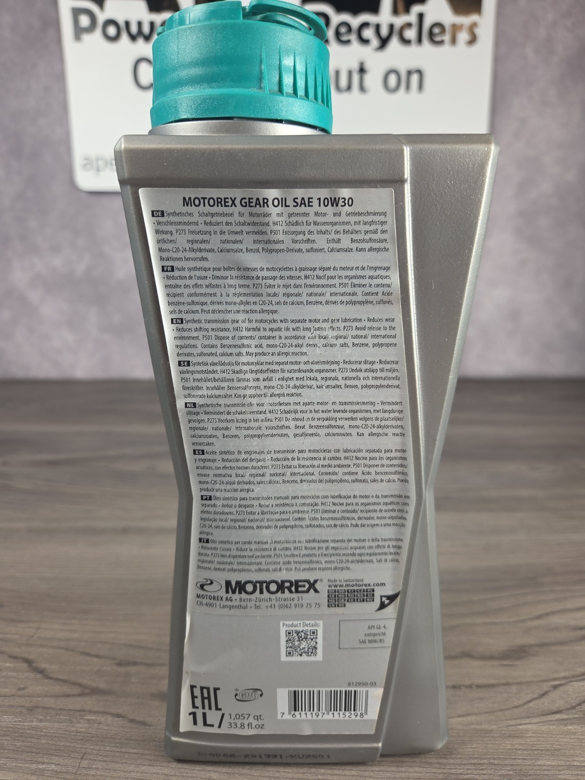 Motorex 10W‑30 Synthetic Moto Gear Oil API‑GL‑4 High Performance