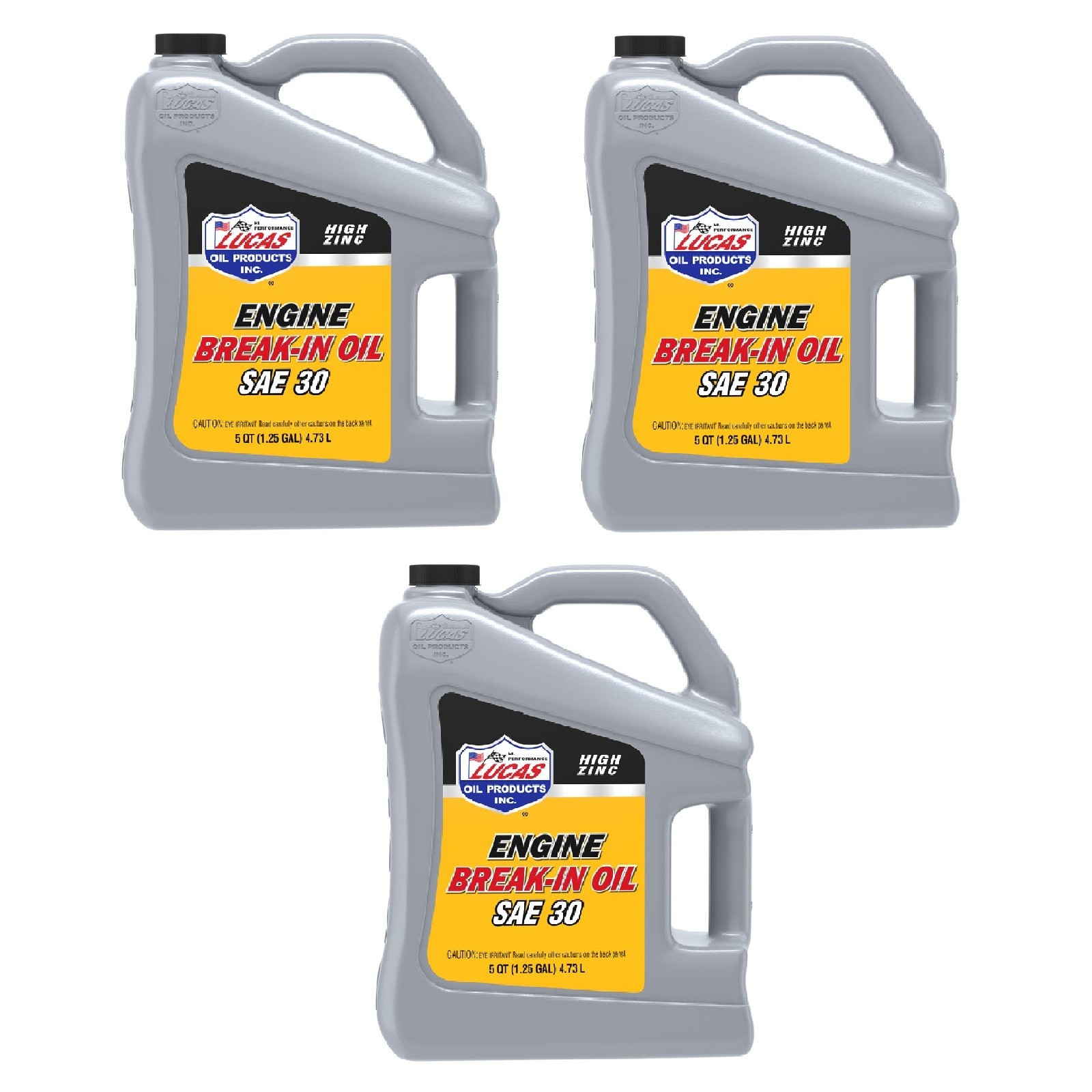 Lucas Oil SAE 30 Engine Break-In Racing Oil w/ High Zinc 5 Quart Bottle Set of 3