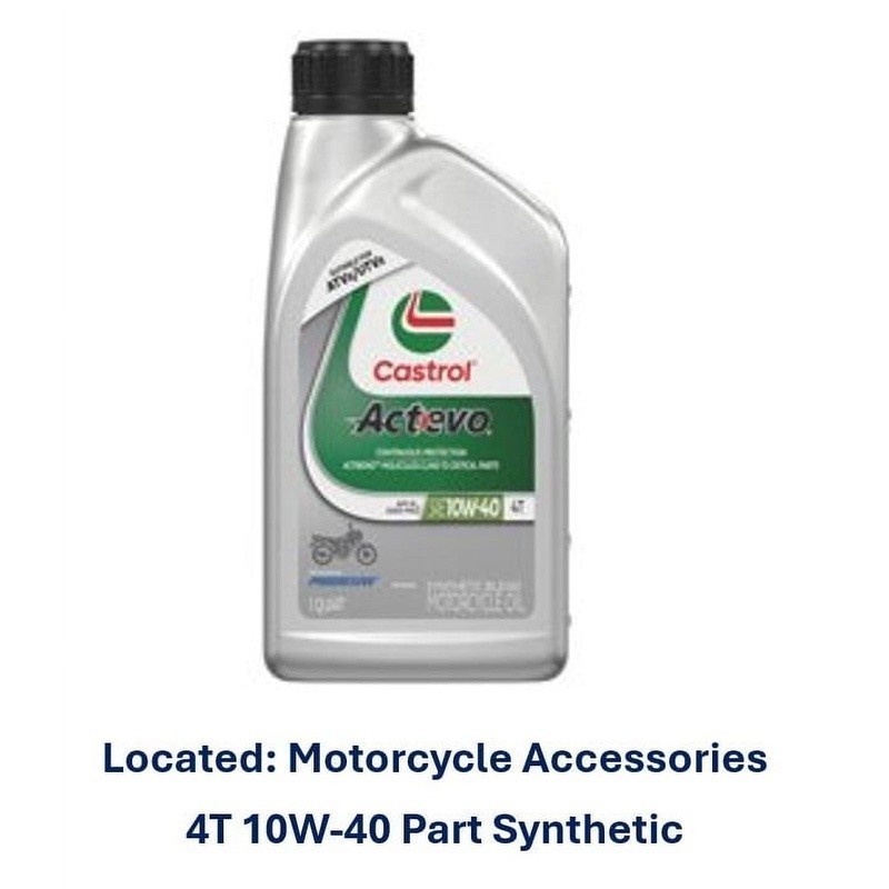 10W-40 Synthetic Blend Motorcycle Oil JASO MA2 Engine Protection 4-Stroke New