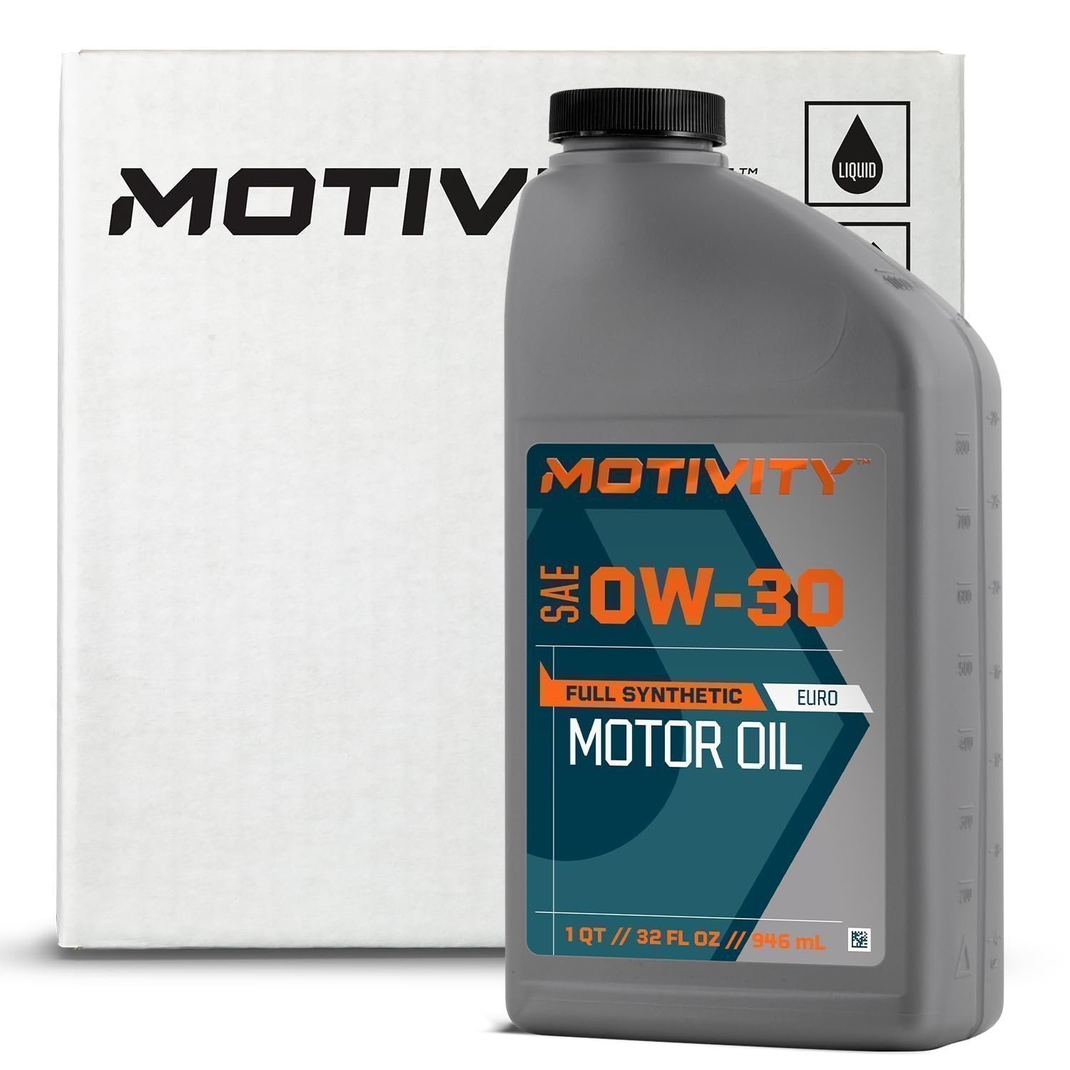 MOTIVITY Euro Full Synthetic SAE 0W-30 Motor Oil – 6 Pack of 1 Quart Bottles
