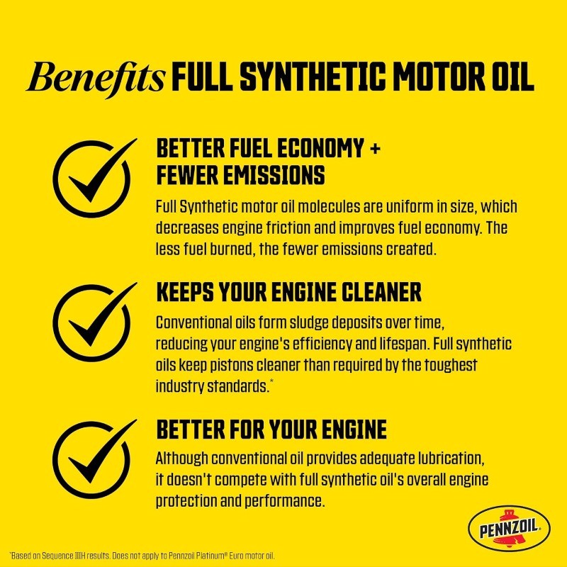 Pennzoil Ultra Platinum Full Synthetic 0W-40 Motor Oil, 1 Quart (6 Pack)