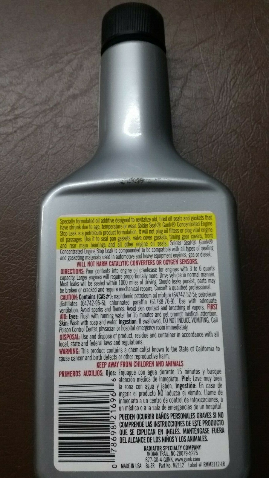 Solder Seal Gunk Concentrated Engine Stop Leak 12 oz M2112 Made in USA