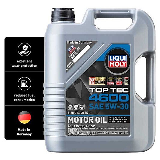 Liqui Moly 5L Top Tec 4600 Motor Oil SAE 5W30 for BMW Mercedes-Benz (Case of 4)