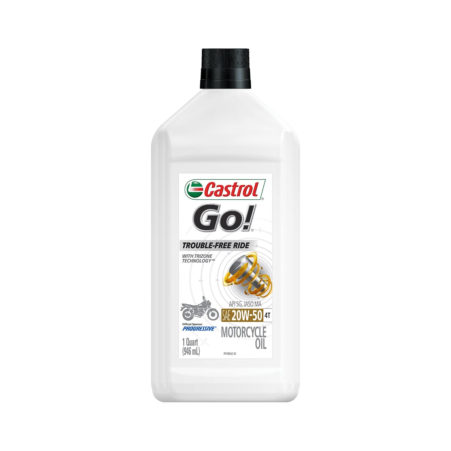 Castrol 06102 GO! 20W-50 4T Motorcycle Oil – 1 1 Quarts, Pack of 6, Amber