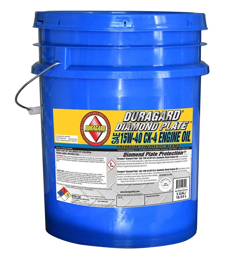 Duragard Diamond Plate Synthetic Blend CK4 15w40 Engine Oil – 5 Gallon Pail