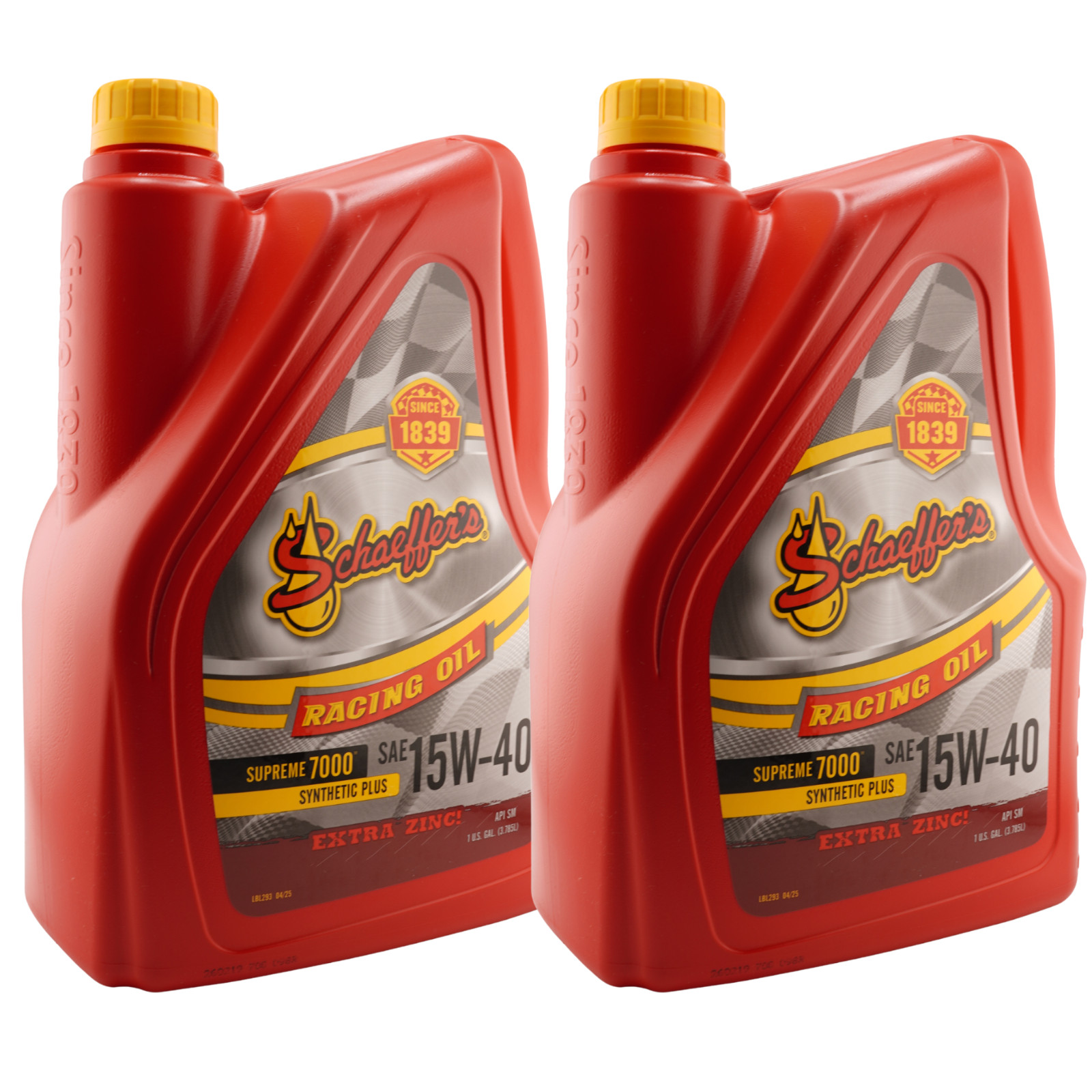Schaeffer’s 0708-006 Supreme 7000 15W-40 High Zinc Racing Oil, 1 Gal. – 2 Pack