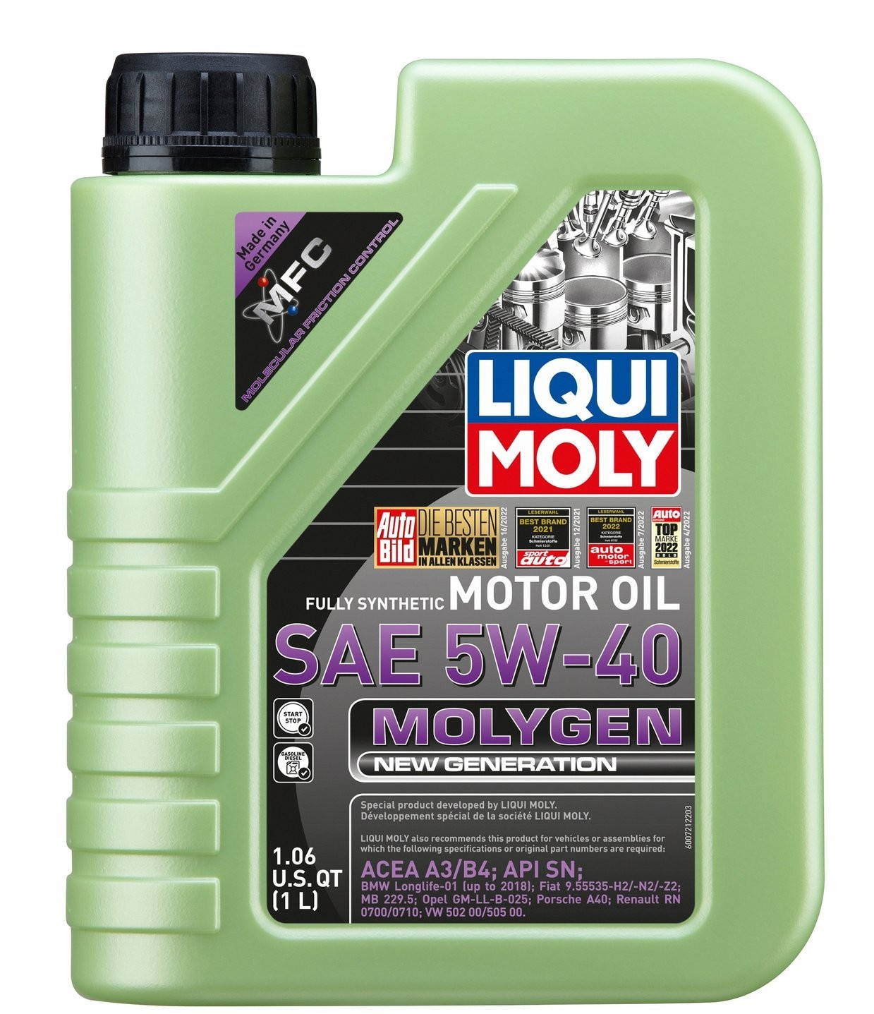 SALE- 5 PACK- LIQUI MOLY 20230 Molygen New Generation 5W-40; 1 Liter