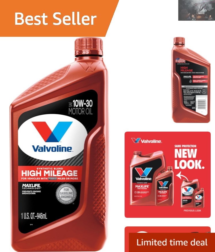 1 Quart High Mileage 10W-30 Motor Oil – Universal Fit for Cars & Trucks