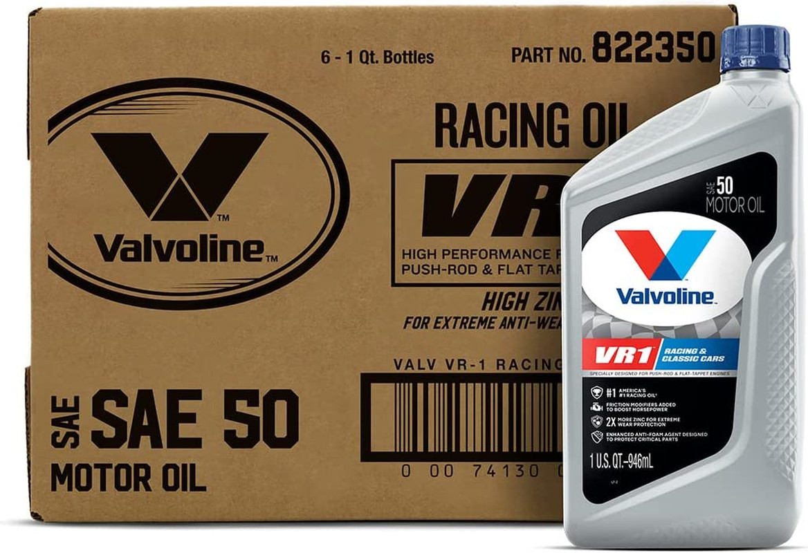 6 Pack Valvoline VR1 Racing SAE 50 Motor Oil 1 Quart, High Performance High Zinc