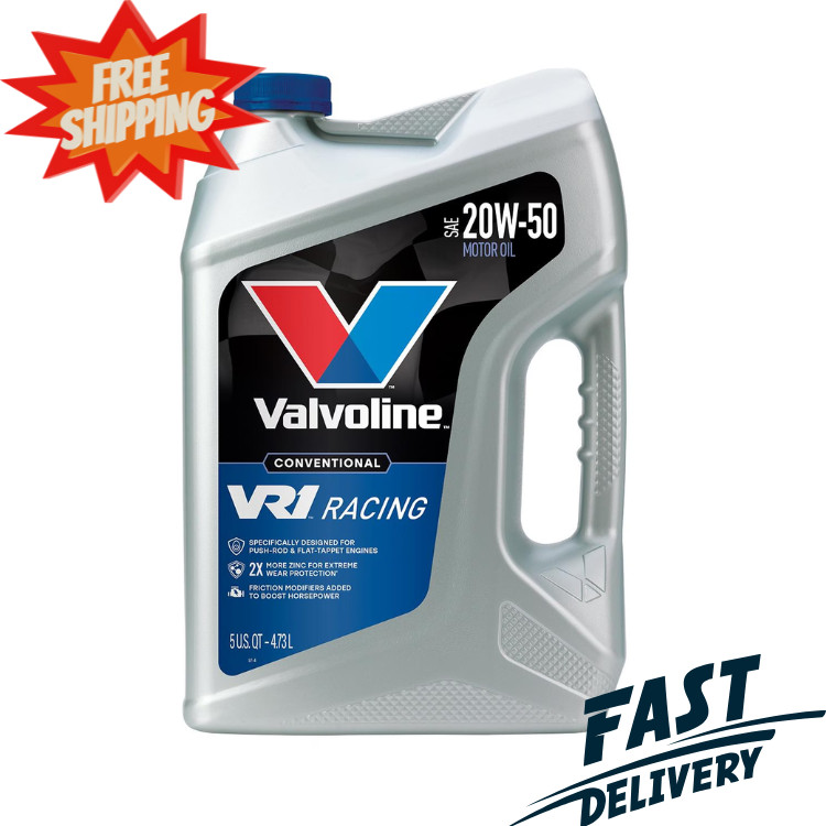 Valvoline VR1 Racing Oil 20W-50 High Zinc Conventional Motor Oil, 5 Quart