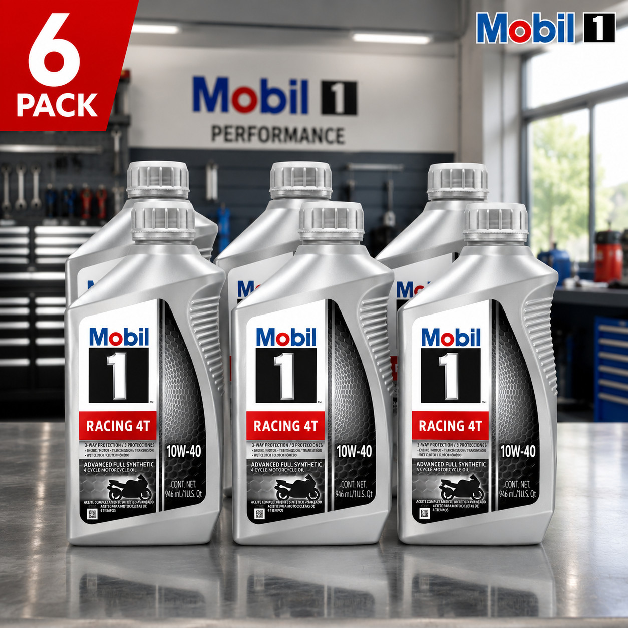 MOBIL 124245 Mobil 1 Racing 4T; SAE 10W-40; Full Synthetic; Motorcycle Oil; 1Qt