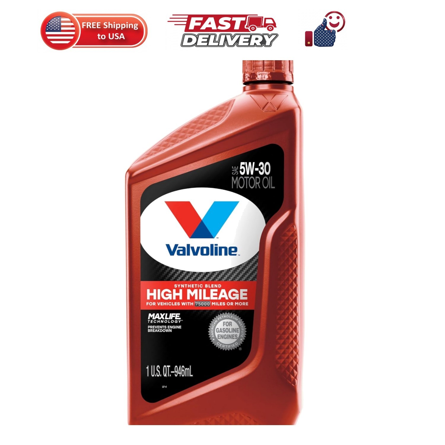 High Mileage with MaxLife Technology 5W-30 Synthetic Blend Motor Oil 1 Quart