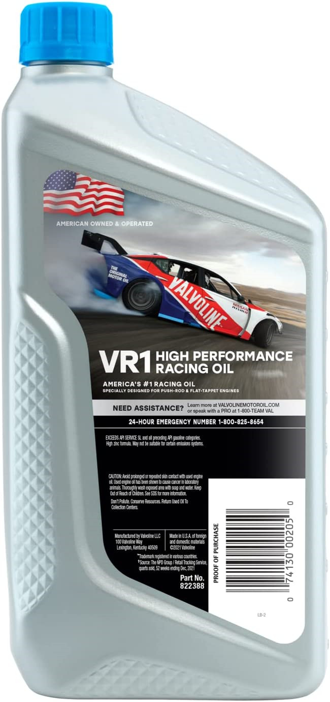 Valvoline VR1 Racing SAE 10W-30 High Performance High Zinc Motor Oil 1 QT Case