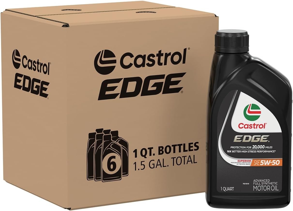 Castrol EDGE Advanced Full Synthetic 5W-50 Motor Oil, Case of 6-1 Quart | 15D3C2